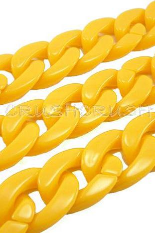  YELLOW Chunky Chain Plastic Link Necklace Craft DIY 30 inch A39