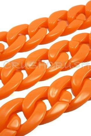  Hot Orange CHUNKY Chain Plastic Link Necklace Craft DIY 30 inch A62