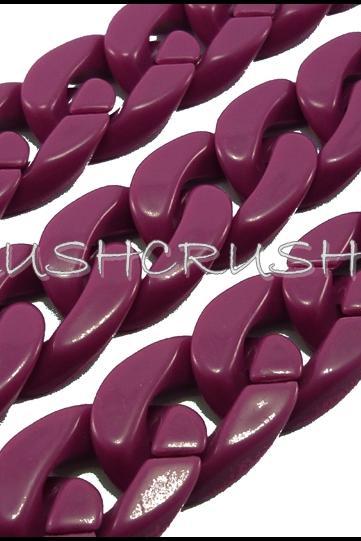  Grape Wine Purple CHUNKY Chain Plastic Link Necklace Craft DIY 30 inch A69