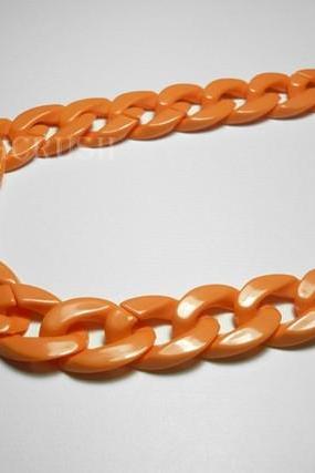  ORANGE Chunky ChainPlastic Link Necklace Craft DIY 30 inch A14