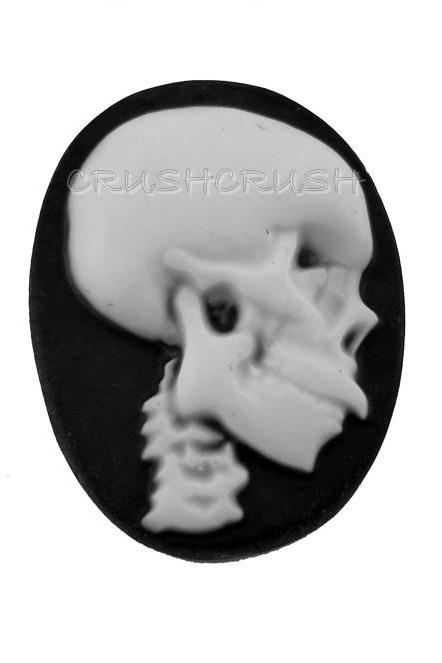  5pcs 25x18mm Skull Skeleton Cameos FLAT BACK Cabochons F162
