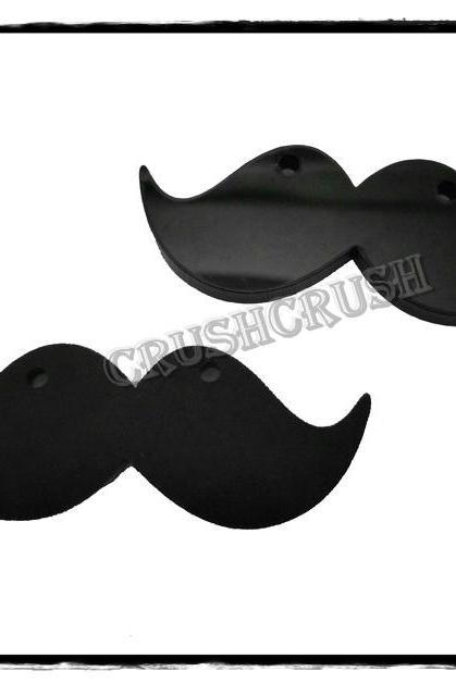  4pcs Acrylic Black Mustache Pendants CHARMS PND-380