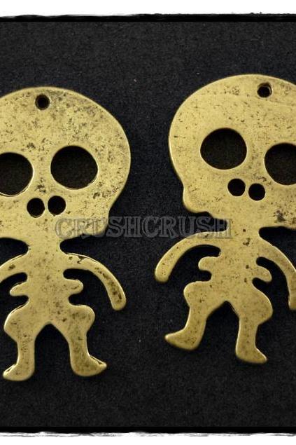  6pcs Antique Brass Baby Skeleton Skull CHARMS Pendants PND-364 6pcs Antique Brass Baby Skeleton Skull CHARMS Pendants PND-364