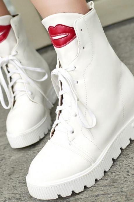 Cute Red Lip Low Heel Boots(00008) 3Y0RI4M0N6K