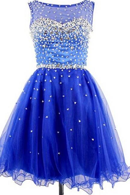 Royal Blue Beading Homecoming Dresses ,the Charming Graduation Dresses,homecoming Dress,short/mini Homecoming Dress