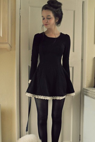 Fashion Black Long Sleeve Nice Dress