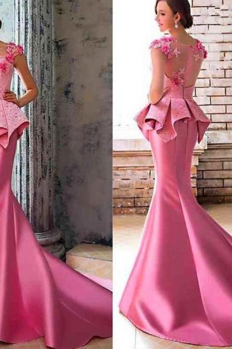 pink and green formal gown