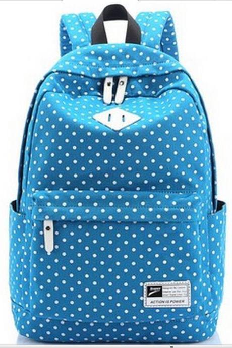 2015 Hot sale Nice Preppy Style Polka Dot Canvas Backpack for women-8872
