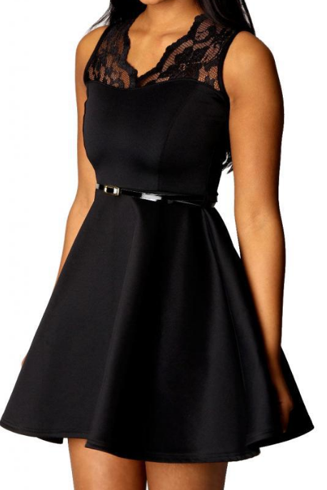 Fashion black V-neck sleeveless dress AX72601ax