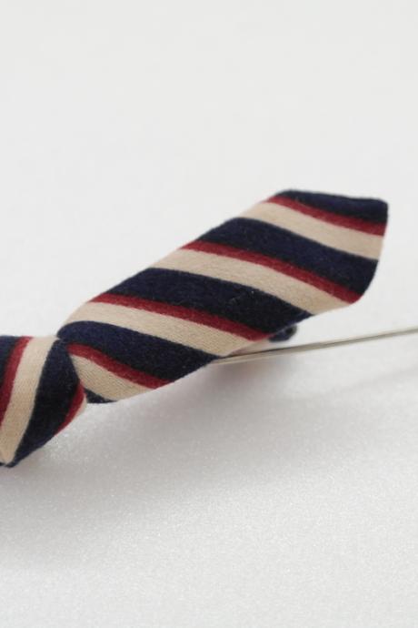 Mini Stripe tie bow Men's Boutonniere Lapel Pin.
