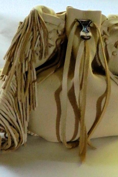 Hand Crafted Creamy Ivory Leather Handbag