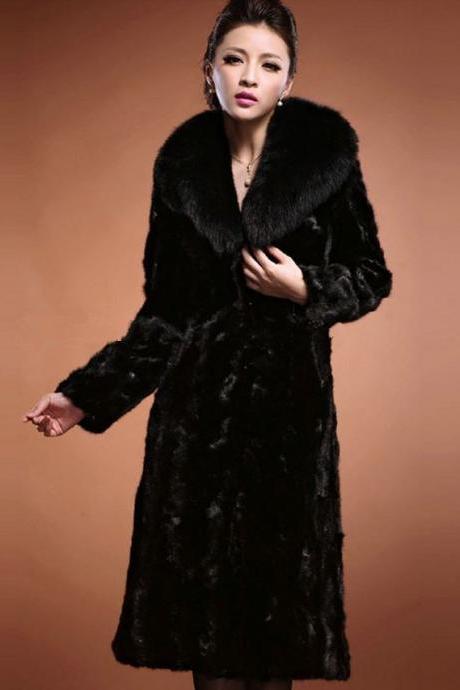 Black Mink Fur Coats Black Ultra Long Overcoats Super Quality Winter Coats