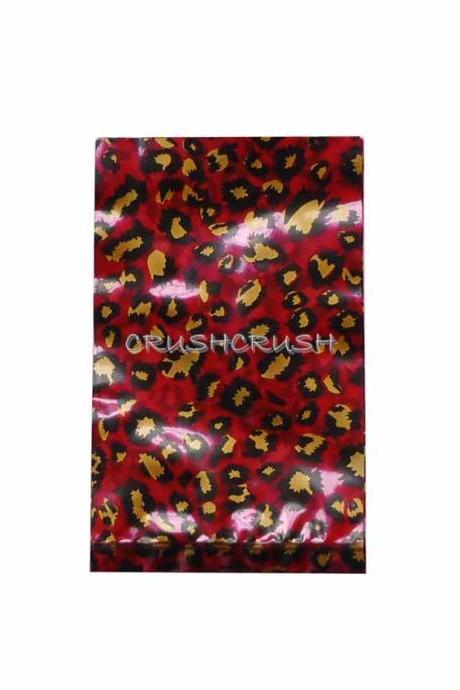 FREE SHIPPING -- 50pcs Red and Gold Leopard Animal Print Plastic Bags for Gifts Cute G025
