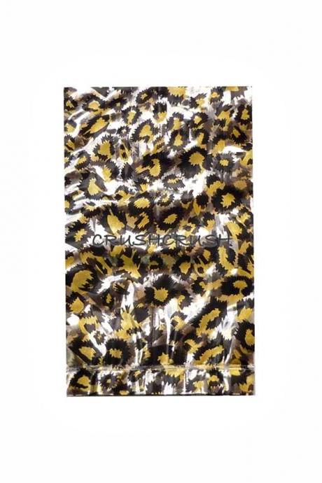  FREE SHIPPING -- 50pcs Clear and Gold Leopard Animal Print Plastic Bags for Gifts Cute G026