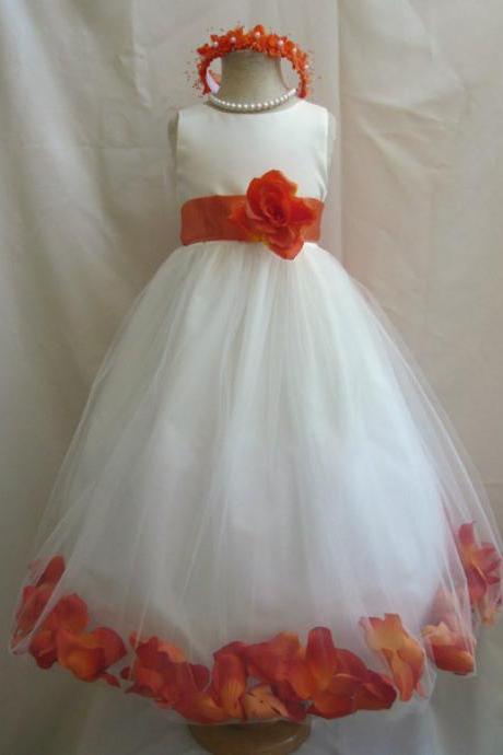 2015 Flower Girl Dresses with Burnt Rose Petal Dress Wedding Easter Bridesmaid For Baby Children Toddler Teen Girls