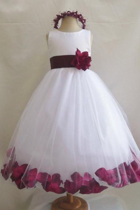 Custom Made Red Sleeveless Tulle Ball Gown Bubble Dress with Floral Decor, Evening Dress, Kids Clothing, Party Frock, Flower Girl Dresses, First Holy Communion Dresses, Pageant Dress