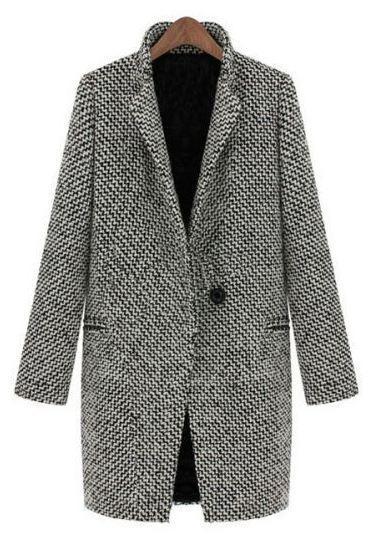 Gray Wool Jacket Gray Jacket-American European Long Winter Coat for Women