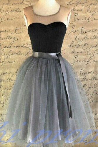 Gray Homecoming Dress,Short Prom Dresses,Tulle Homecoming Gowns,Grey Prom Gown,Cute Cocktail Dress,Black Homecoming Dresses 2015 For Teens