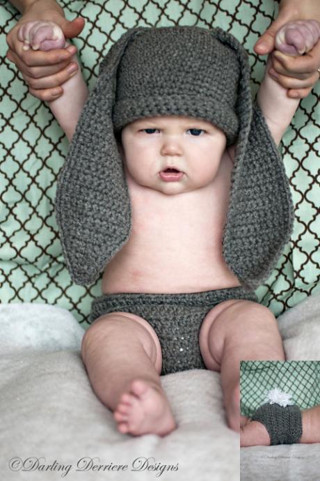 Bunny Hat and Diaper Cover Crochet Pattern