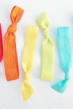 6 Hair Ties, Basic Rainbow By Lucky Girl