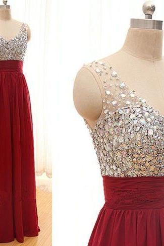 Pretty High Quality Beadings Wine Red Prom Dresses 2016, Burgundy Prom Dress 2016, Simple Prom Dress 2016, Evening Gown