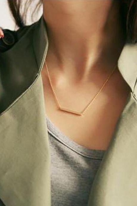 *Free Shipping* 1PC Gold/Silver Tiny Sideways Square Bar Necklace Simple Stick Necklace Modern Minimalist Short Necklace