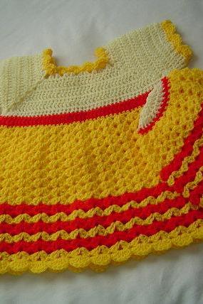 03-06 Months Crochet Baby Dress and Beanie Pattern Set 0030C