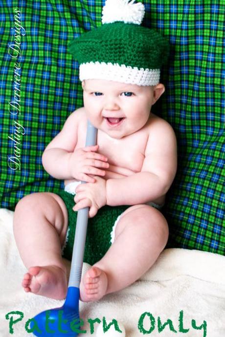 Golf Hat and Diaper Cover Crochet Pattern