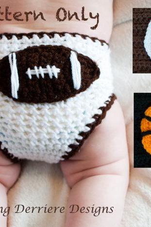 Sports Diaper Cover with Baseball, Basketball, and Football Crochet Pattern