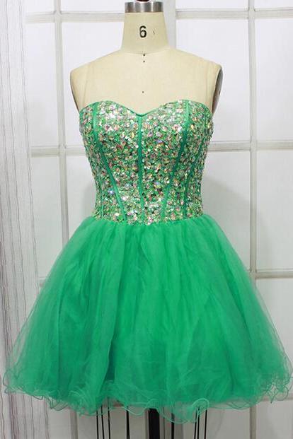 Real Made Green Beading Homecoming Dresses ,Sweetheart Graduation Dresses,Homecoming Dress,Short/Mini Homecoming Dress On Sale