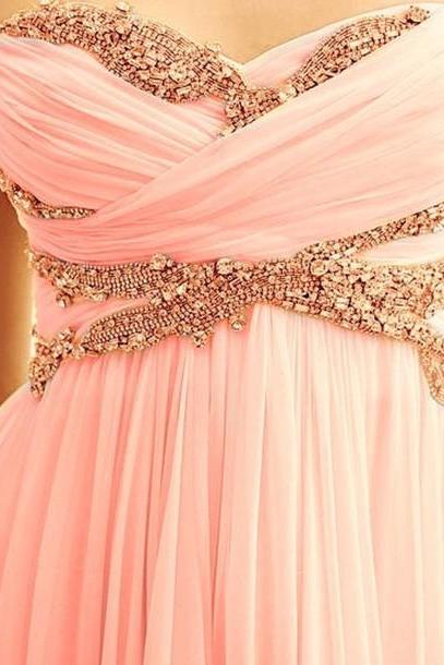Sparkle Beaded Light Pink Sweetheart Prom Dresses Pink Bridesmaid Dresses Long Bridesmaid Dress Homecoming Dresses