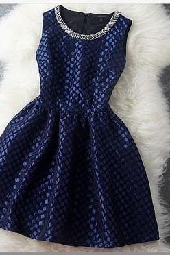 Hot sale New Vintage Blue Handmade Beading Party Dress &Dress