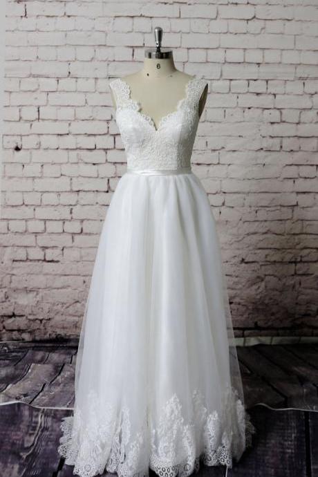 Sexy Lace Criss Cross Split Side Wedding Dresses Bridal Gown on Luulla