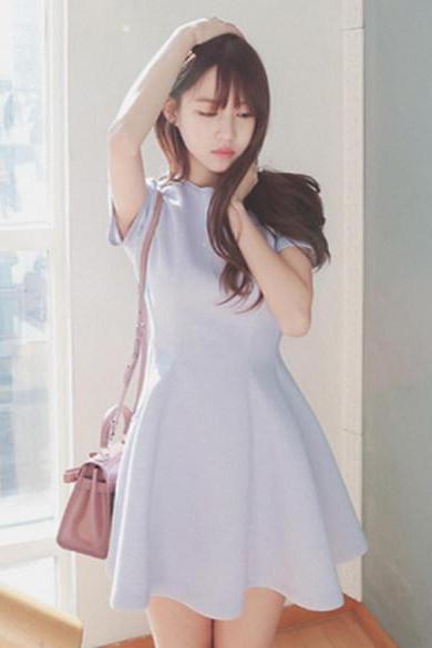 2015 hot sale Small Fresh Summer New Round Neck Dress for women
