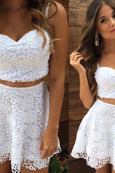 Hot sale White Lace Dress Two-Piece