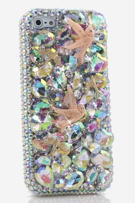 Bling Crystals Phone Case for iPhone 6 / 6s, iPhone 6 / 6s PLUS, iPhone 4, 5, 5S, 5C, Samsung Note 2, Note 3, Note 4, Galaxy S3, S4, S5, S6, S6 Edge, HTC ONE M9 (AB CRYSTALS DOVE DESIGN) By LuxAddiction