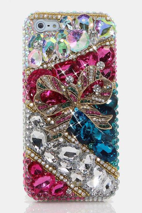 Bling Crystals Phone Case for iPhone 6 / 6s, iPhone 6 / 6s PLUS, iPhone 4, 5, 5S, 5C, Samsung Note 2, Note 3, Note 4, Galaxy S3, S4, S5, S6, S6 Edge, HTC ONE M9 (PRETTY PRESENT DESIGN) By LuxAddiction
