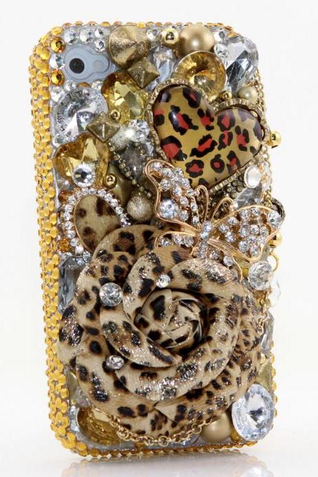 Bling Crystals Phone Case for iPhone 6 / 6s, iPhone 6 / 6s PLUS, iPhone 4, 5, 5S, 5C, Samsung Note 2, Note 3, Note 4, Galaxy S3, S4, S5, S6, S6 Edge, HTC ONE M9 (LEOPARD LOVERS DESIGN) By LuxAddiction