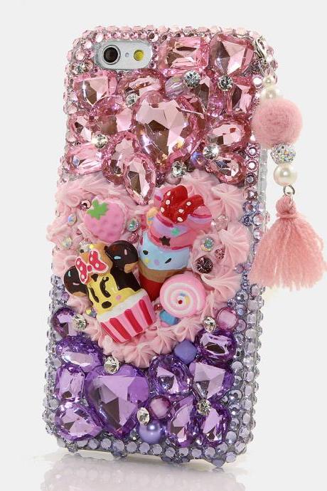 Bling Crystals Phone Case for iPhone 6 / 6s, iPhone 6 / 6s PLUS, iPhone 4, 5, 5S, 5C, Samsung Note 2, Note 3, Note 4, Galaxy S3, S4, S5, S6, S6 Edge, HTC ONE M9 (WONDER MICKEY WITH PHONE CHARM DESIGN) By LuxAddiction
