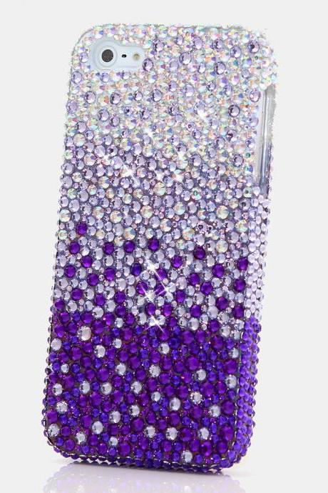Bling Crystals Phone Case for iPhone 6 / 6s, iPhone 6 / 6s PLUS, iPhone 4, 5, 5S, 5C, Samsung Note 2, Note 3, Note 4, Galaxy S3, S4, S5, S6, S6 Edge, HTC ONE M9 (AB CRYSTALS FADES TO PURPLE DESIGN) By LuxAddiction