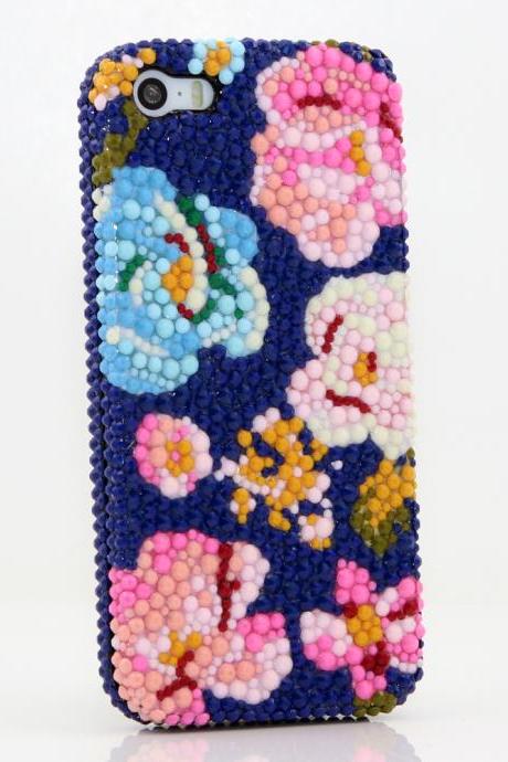 Bling Crystals Phone Case for iPhone 6 / 6s, iPhone 6 / 6s PLUS, iPhone 4, 5, 5S, 5C, Samsung Note 2, Note 3, Note 4, Galaxy S3, S4, S5, S6, S6 Edge, HTC ONE M9 (POWDER POSIES DESIGN) By LuxAddiction