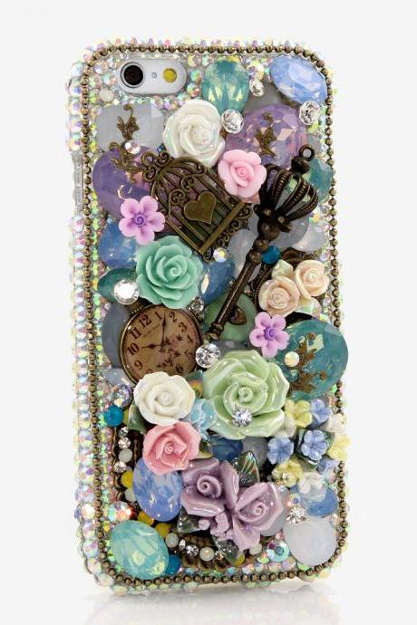 Bling Crystals Phone Case for iPhone 6 / 6s, iPhone 6 / 6s PLUS, iPhone 4, 5, 5S, 5C, Samsung Note 2, Note 3, Note 4, Galaxy S3, S4, S5, S6, S6 Edge, HTC ONE M9 (AB CRYSTALS VINTAGE DESIGN) By LuxAddiction