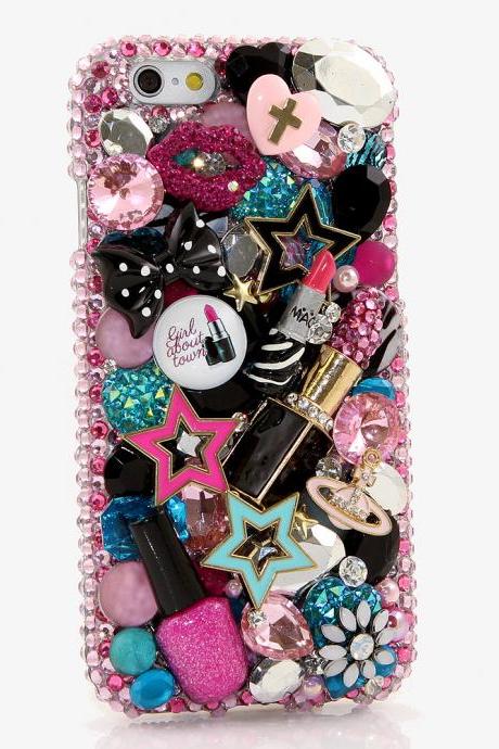 Bling Crystals Phone Case for iPhone 6 / 6s, iPhone 6 / 6s PLUS, iPhone 4, 5, 5S, 5C, Samsung Note 2, Note 3, Note 4, Galaxy S3, S4, S5, S6, S6 Edge, HTC ONE M9 (MAKEUP LOVER DESIGN) By LuxAddiction