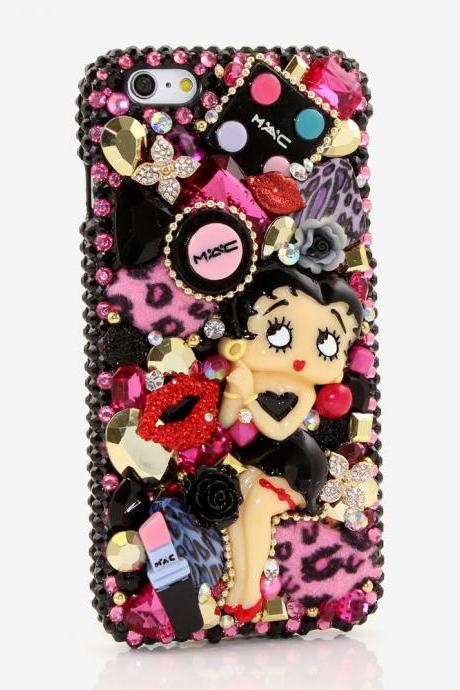 Bling Crystals Phone Case for iPhone 6 / 6s, iPhone 6 / 6s PLUS, iPhone 4, 5, 5S, 5C, Samsung Note 2, Note 3, Note 4, Galaxy S3, S4, S5, S6, S6 Edge, HTC ONE M9 (BETTY BOOP DESIGN) By LuxAddiction