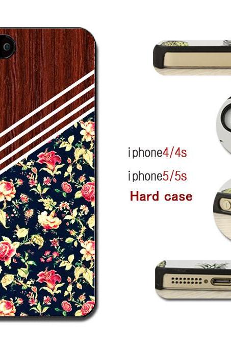 Wood Grain Roses Hard case cover for iPhone 4/4s/5/5s/6/6plus case Samsung Galaxy S3/S4 /S5 Note2/3/4 Case