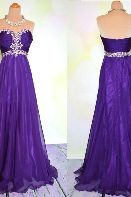 Elegant Long Purple Prom Dress, Chiffon Prom Dresses, Cheap Formal Dresses, Vestido De Festa, Sparkly Prom Dress, Evening Gowns