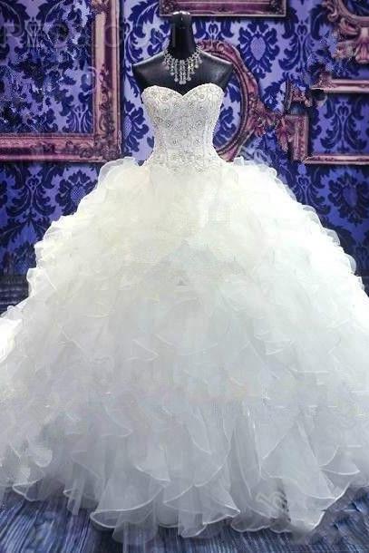 Fabulous Wedding Dress Ruffled Ball Gown Sweetheart Bridal Dress With Corset Top Floor Length Ball Gown Vestido De Noiva Plus Size