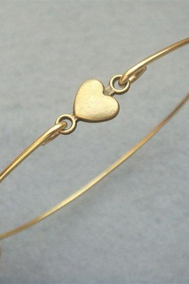 Brass Heart Bangle Bracelet Style 4