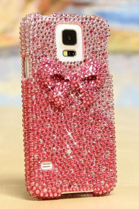 Bling Crystals Phone Case for iPhone 6 / 6s, iPhone 6 / 6s PLUS, iPhone 4, 5, 5S, 5C, Samsung Note 2, Note 3, Note 4, Galaxy S3, S4, S5, S6, S6 Edge, HTC ONE M9 (3D PINK BOW DESIGN) By LuxAddiction