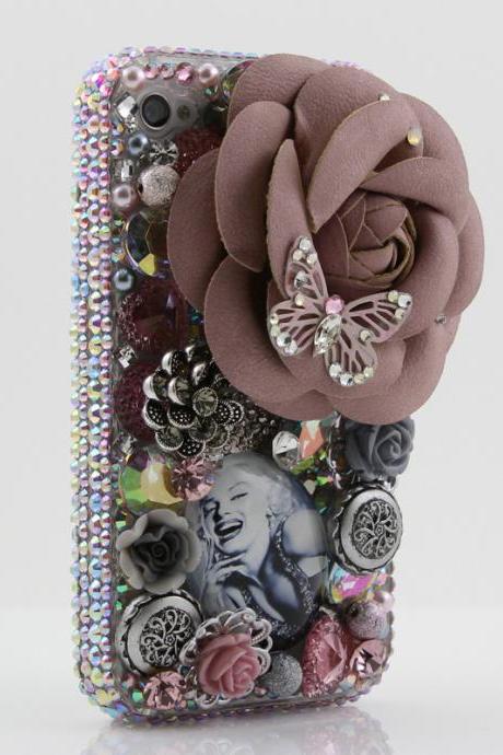 Bling Crystals Phone Case for iPhone 6 / 6s, iPhone 6 / 6s PLUS, iPhone 4, 5, 5S, 5C, Samsung Note 2, Note 3, Note 4, Galaxy S3, S4, S5, S6, S6 Edge, HTC ONE M9 (VINTAGE MARILYN MONROE DEIGN) By LuxAddiction